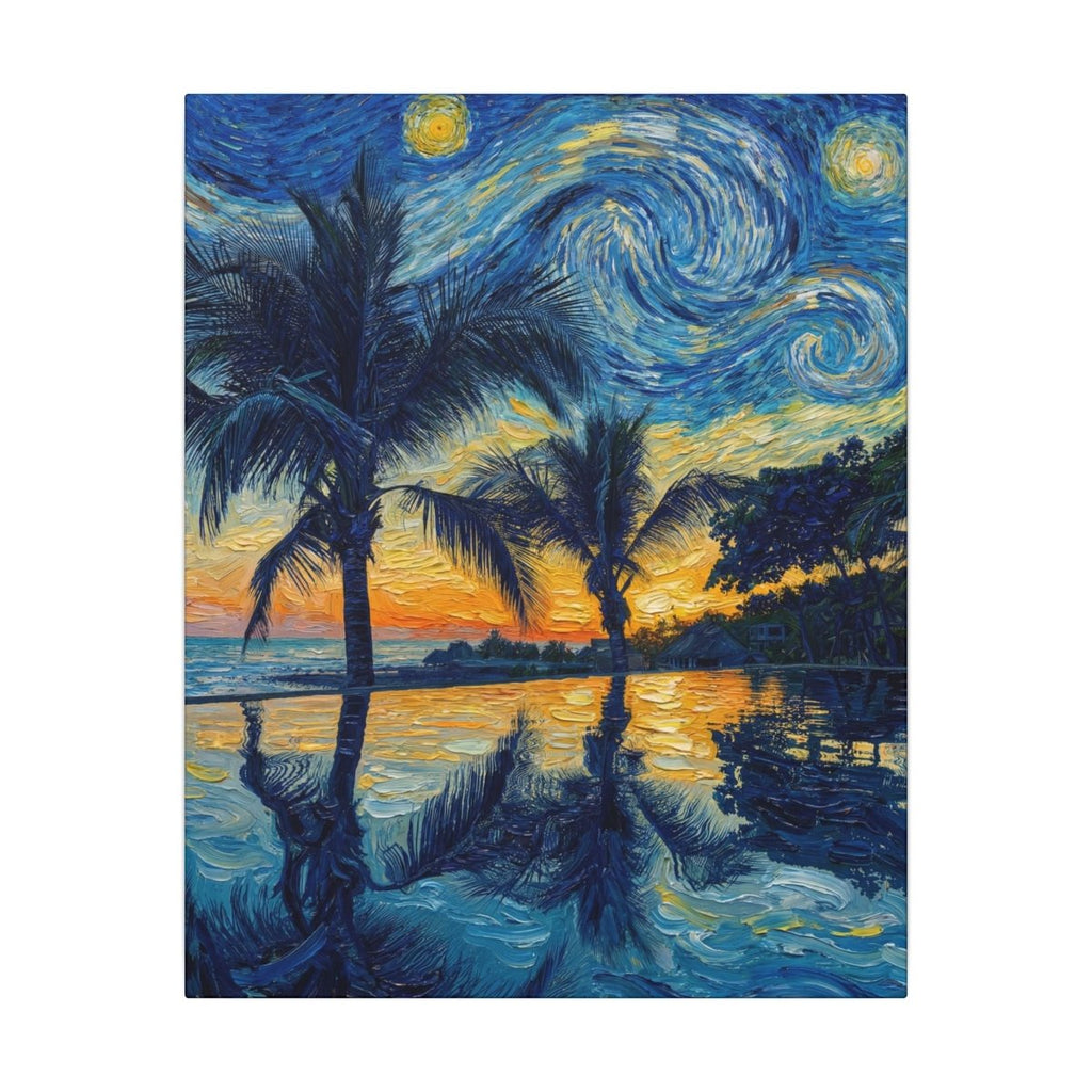 La Noche Que El Zonte Se Volvió Eterno: El Salvador canvas wall art by Memora—real photo, painterly style, ships USA.